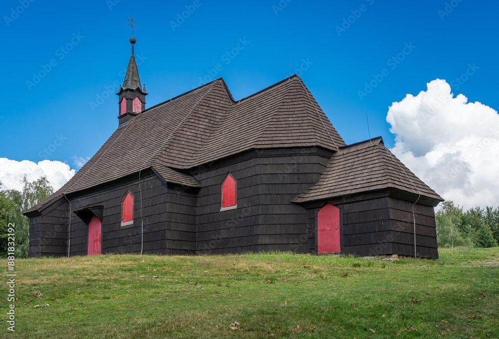 Wooden church dating back to 1640 located at Mala Prasiva peak in Moravian-Silesian Beskids, Czech Republic Wooden church dating back to 1640 located at Mala Prasiva peak in Moravian-Silesian Beskids, Czech Republic