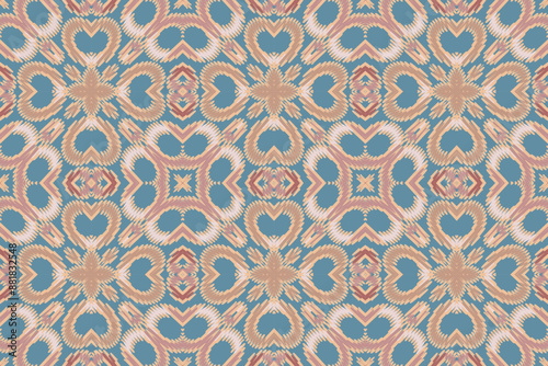 Ikat tribal Indian seamless pattern. Ethnic Aztec fabric carpet mandala ornament native boho chevron textile. Geometric African American oriental tranditional vector illustrations. Embroidery style