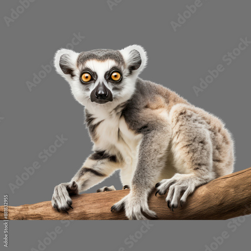 lemur catta cut out on transparent background