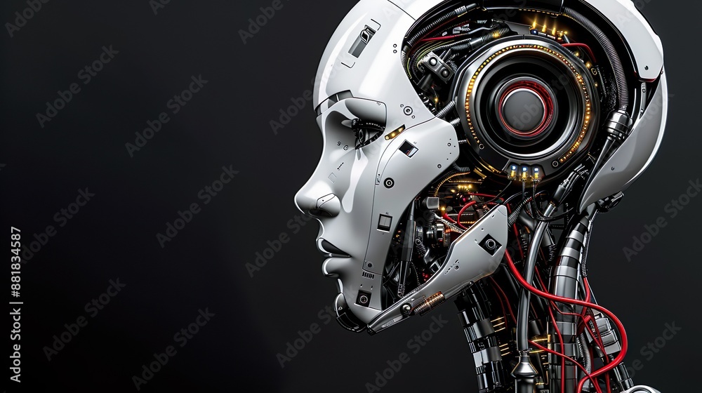 Cybernetic Woman with Detailed Circuitry and High-Tech Elements in Futuristic Design Cybernetic Woman with Detailed Circuitry and High-Tech Elements in Futuristic Design