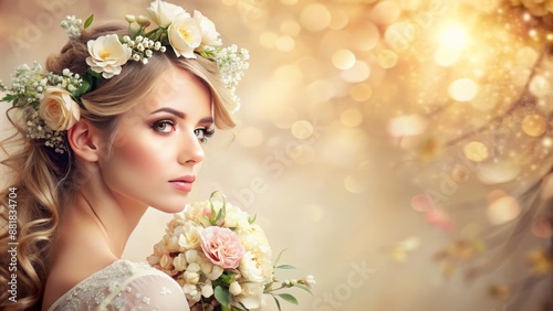 Vibrant colorful floral background with soft focus gentle petals and delicate leaves in warm golden light atmosphere.