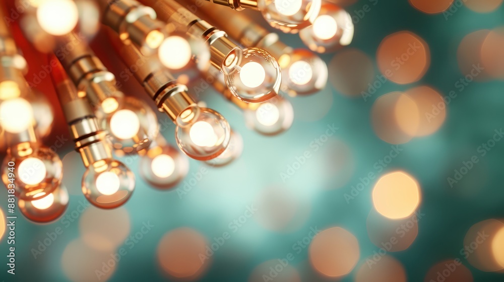 A close-up view of abstractly arranged illuminating light bulbs, emitting a soft, golden glow that signifies illumination and warmth in a modern setting. A close-up view of abstractly arranged illuminating light bulbs, emitting a soft, golden glow that signifies illumination and warmth in a modern setting.
