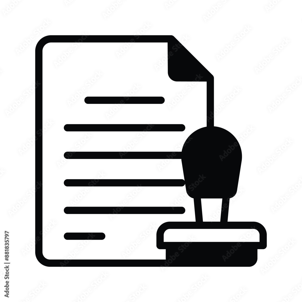 Stamp and paper showing vector of official document in trendy style Stamp and paper showing vector of official document in trendy style