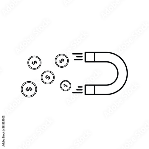 A magnet attracting coins and bills, symbolizing attracting wealth.