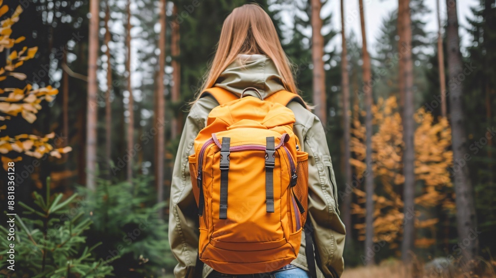 Teacher taking a scenic route through a forest to a school Stock Photo with copy space Teacher taking a scenic route through a forest to a school Stock Photo with copy space