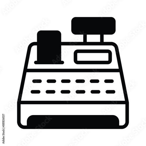 Payment counter machine, cash register icon in modern design style