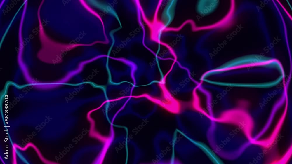 Magic ball of purple, pink and green glowing neon light energy surrounds a high-tech digital ball core of wave lines of light rays and energy particles. Abstract background. Video in 4k high quality, Magic ball of purple, pink and green glowing neon light energy surrounds a high-tech digital ball core of wave lines of light rays and energy particles. Abstract background. Video in 4k high quality,