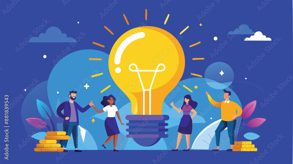 Bright Idea Lightbulb Sparks Creativity in Business Team Brainstorming Session Bright Idea Lightbulb Sparks Creativity in Business Team Brainstorming Session