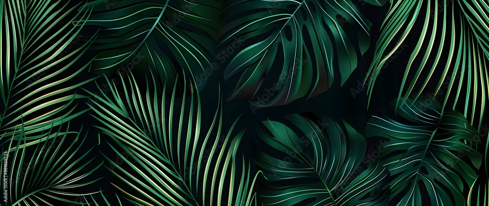 tropical palm leaf and shadow, abstract natural green background tropical palm leaf and shadow, abstract natural green background