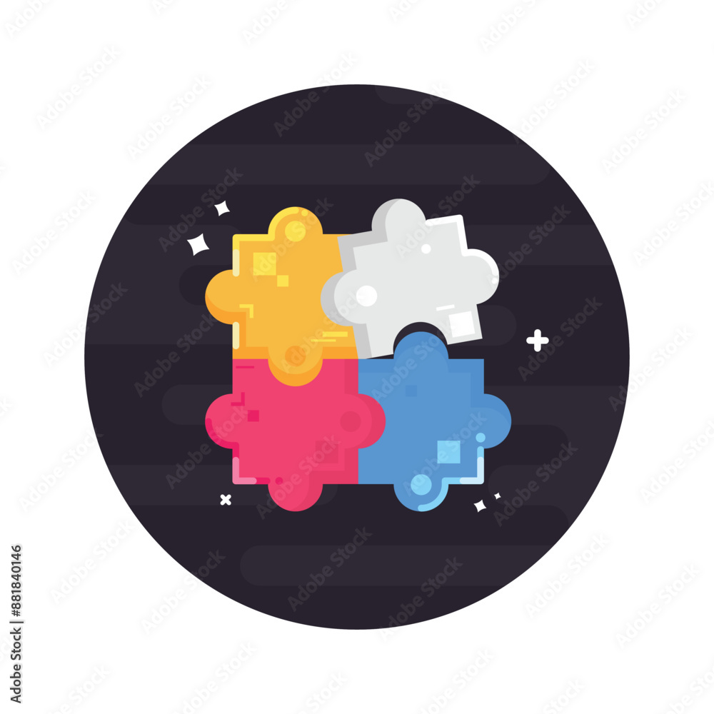 puzzle representative problem solving black circle background flat design icon illustration puzzle representative problem solving black circle background flat design icon illustration