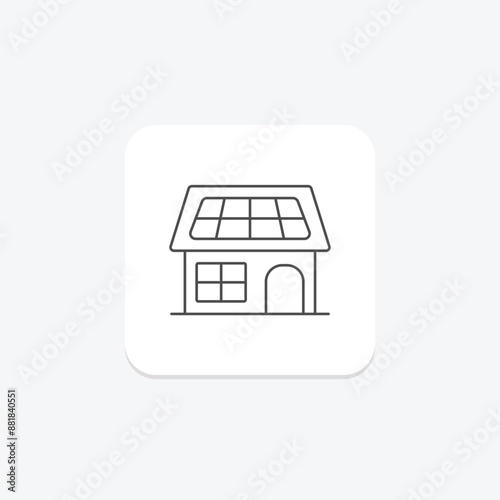 Solar Energy House thinline icon , vector, pixel perfect, illustrator file