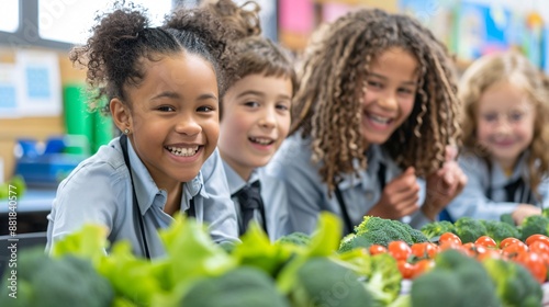 Group of teachers preparing for an upcoming school event together Stock Photo with copy space
