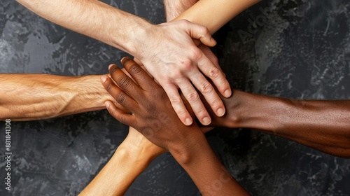 Diverse Hands Holding Together Representing Unity, Solidarity, and Mutual Support 