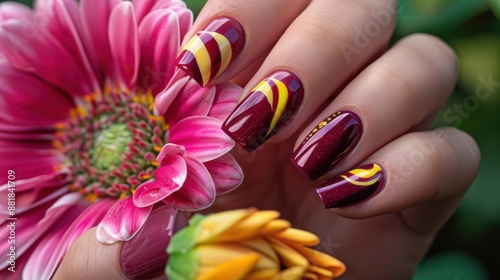 Nail design with smooth curves.Elegant spring manicure