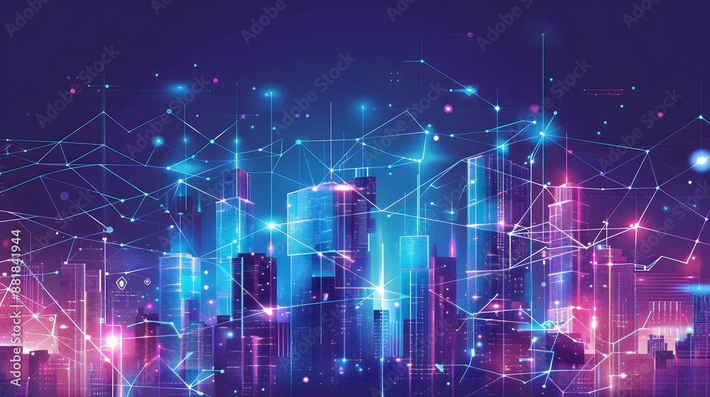 city building with network connection illustration city building with network connection illustration