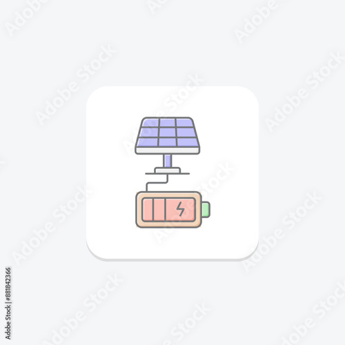 Solar Energy Storage lineal color icon , vector, pixel perfect, illustrator file