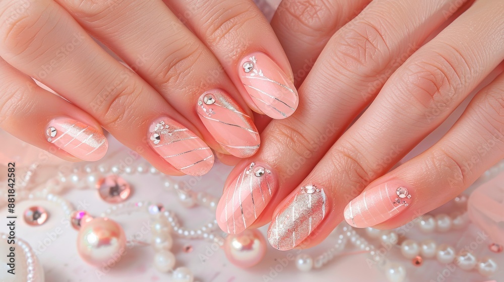 Natural nails art with beautiful manicure Natural nails art with beautiful manicure