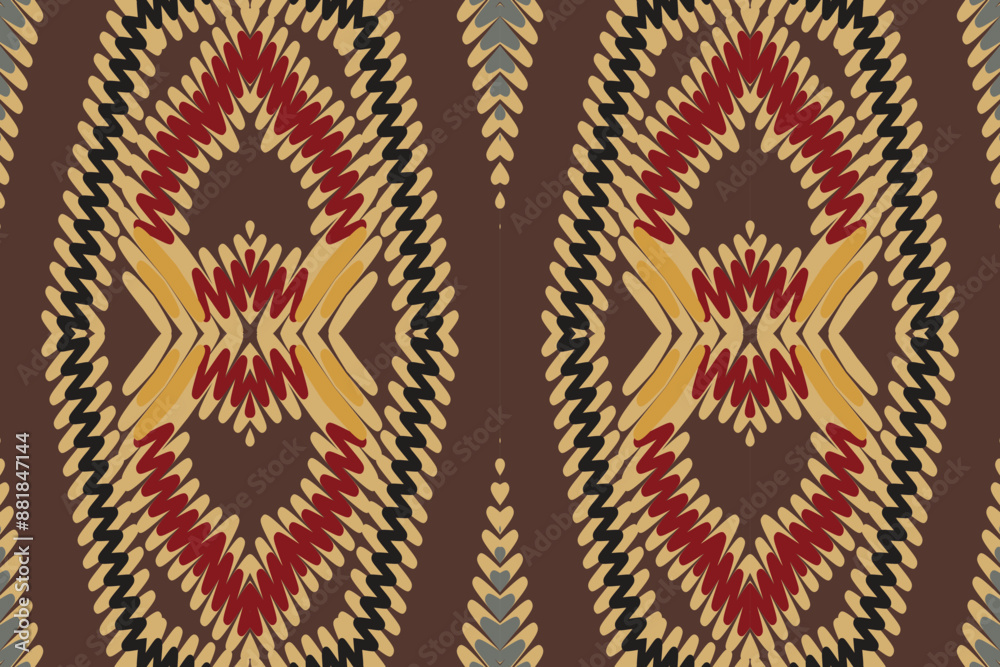 Ikat ethnic seamless pattern design. Abstract geometric Aztec fabric carpet mandala ornaments textile decorations wallpaper. Tribal boho native Ikat ethnic seamless pattern design. Abstract geometric Aztec fabric carpet mandala ornaments textile decorations wallpaper. Tribal boho native