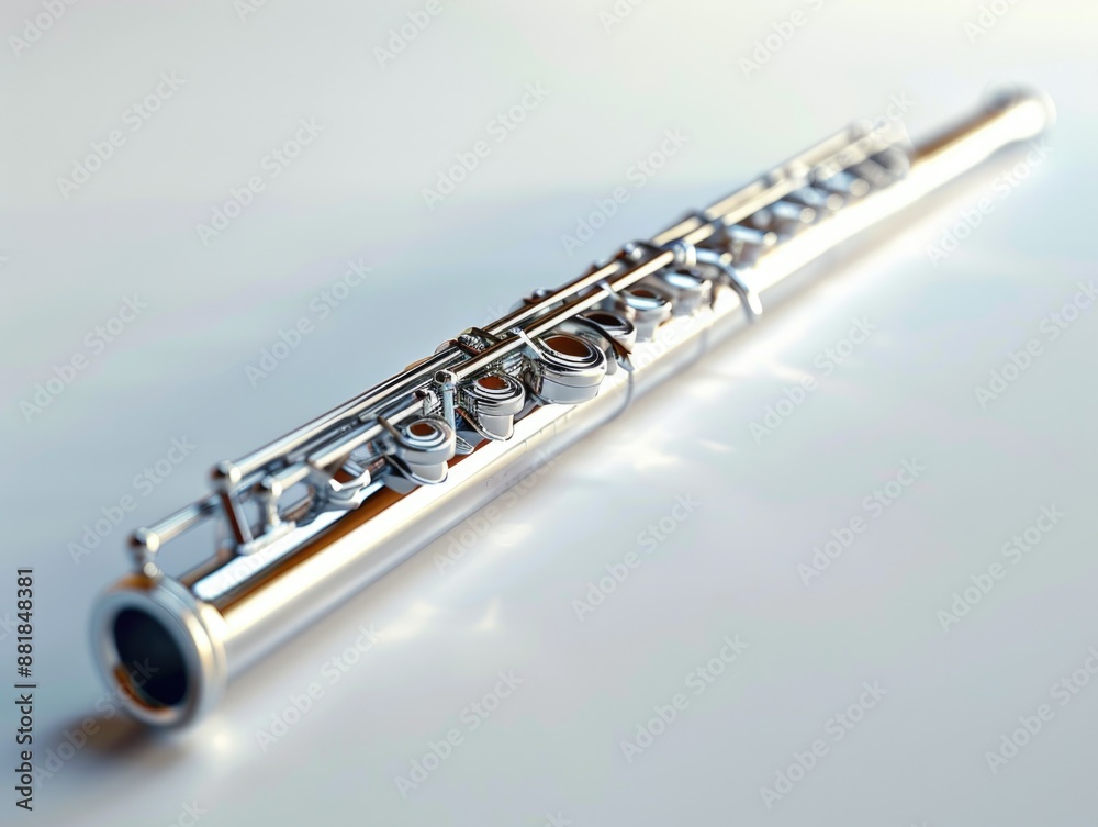 Fototapeta premium Elegant Flute Isolated on White Background - Musical Instrument Concept