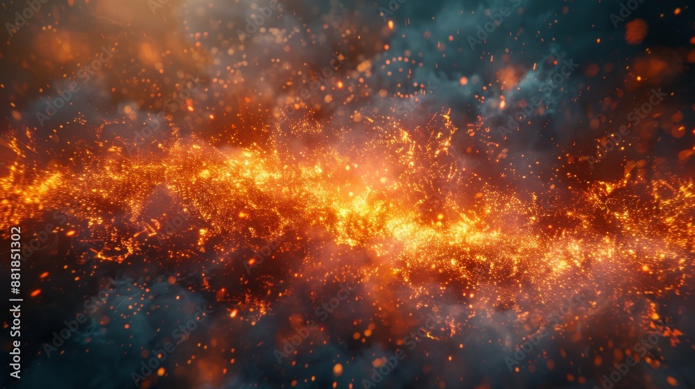Fototapeta premium Fiery Nebula: A Cosmic Dance of Light and Dust