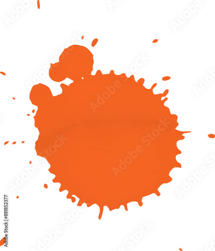 Fototapeta Naklejka Na Ścianę i Meble -  Orange ink paint spot. Orange watercolor stain. Textured Drop, grunge splash texture