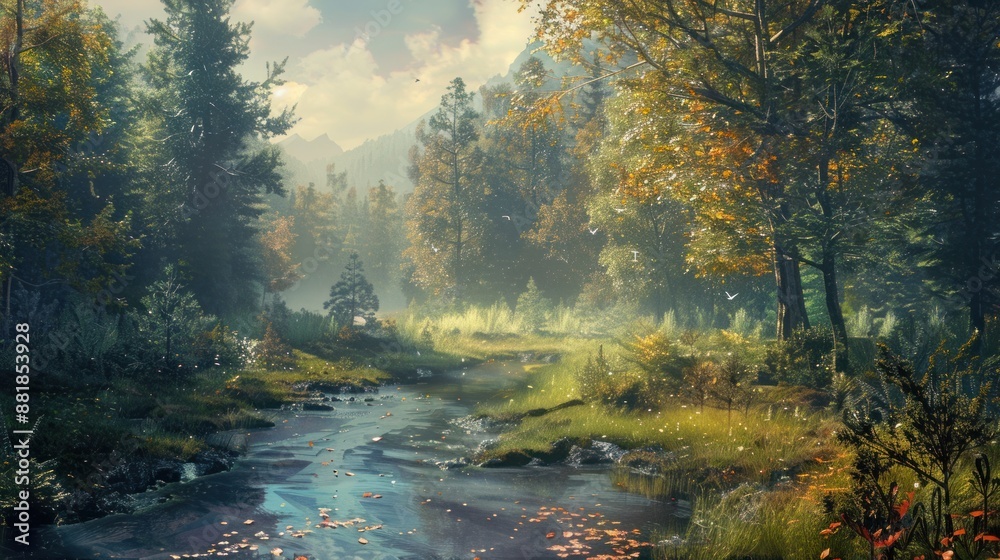 Obraz premium Serene Forest Stream