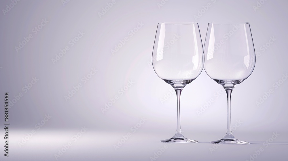 A pair of wine glasses standing out on a simple white background. A pair of wine glasses standing out on a simple white background.