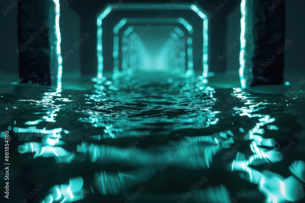 A supernatural scene features floating bridges made of translucent crystal that span over luminescent rivers A supernatural scene features floating bridges made of translucent crystal that span over luminescent rivers