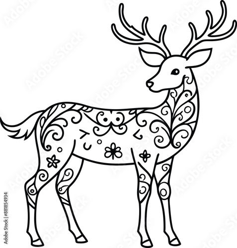 animal, deer, wild, nature, wildlife, mammal, forest, buck, stag, male, background, antlers, fauna, brown, antler,  graphic, horn, head, symbol, silhouette, hunting, black, illustration, element, desi