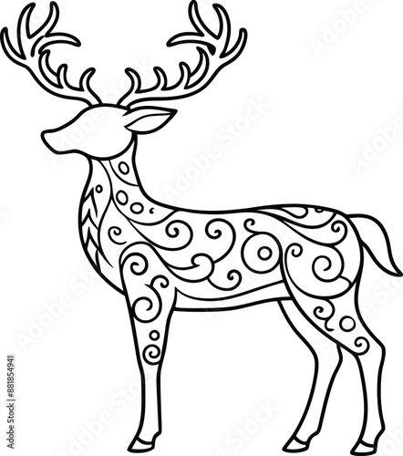 animal, deer, wild, nature, wildlife, mammal, forest, buck, stag, male, background, antlers, fauna, brown, antler,  graphic, horn, head, symbol, silhouette, hunting, black, illustration, element, desi