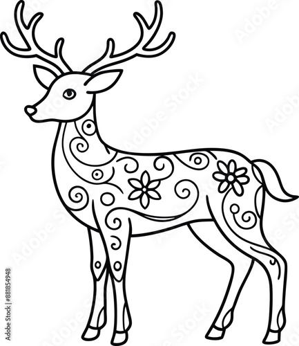 animal, deer, wild, nature, wildlife, mammal, forest, buck, stag, male, background, antlers, fauna, brown, antler,  graphic, horn, head, symbol, silhouette, hunting, black, illustration, element, desi