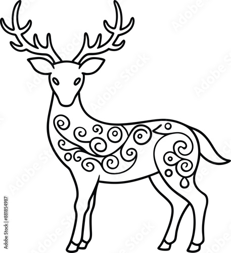 animal, deer, wild, nature, wildlife, mammal, forest, buck, stag, male, background, antlers, fauna, brown, antler,  graphic, horn, head, symbol, silhouette, hunting, black, illustration, element, desi