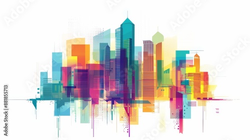 Abstract Cityscape with Vibrant Colors