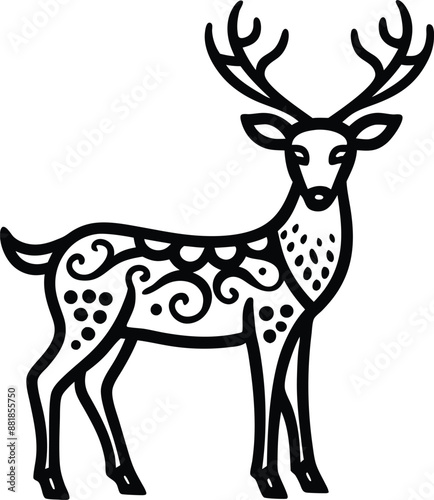 animal, deer, wild, nature, wildlife, mammal, forest, buck, stag, male, background, antlers, fauna, brown, antler,  graphic, horn, head, symbol, silhouette, hunting, black, illustration, element, desi