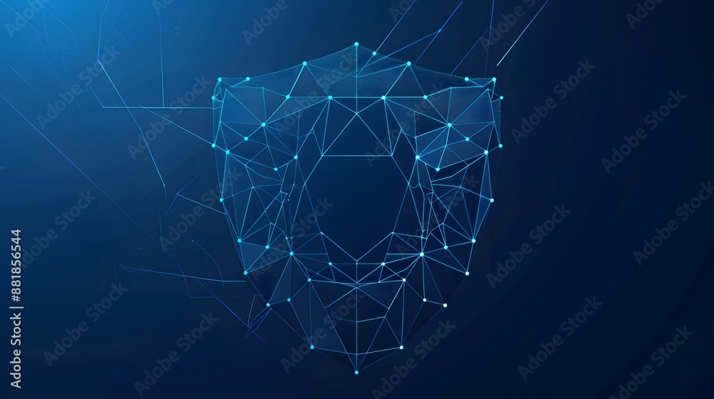 Obraz premium Security, shield lock in futuristic polygonal style. Concept of internet privacy or cyber protection or antivirus. Vector illustration