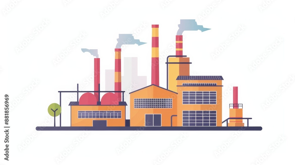 Industrial Complex with Smoke Stacks and Buildings Industrial Complex with Smoke Stacks and Buildings