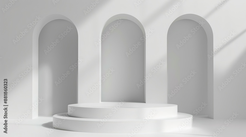 Fototapeta premium Simple minimalist white podium for product presentation