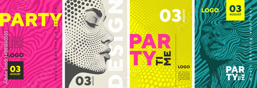 Stylish abstract posters in minimalism style. Vector collection