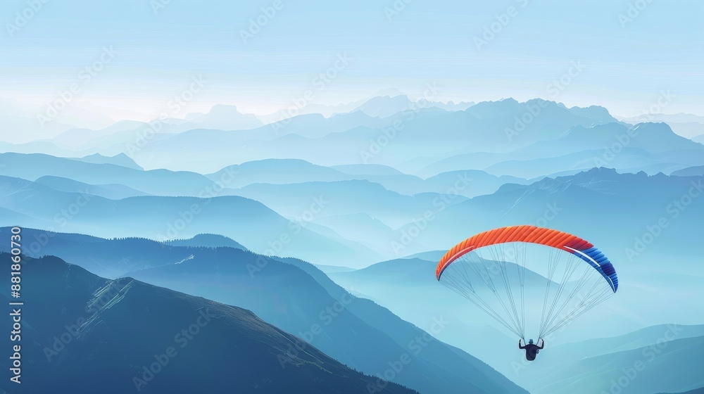 Paragliding Over Misty Mountain Ranges Paragliding Over Misty Mountain Ranges