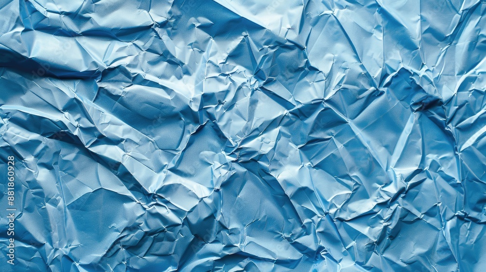 Satin texture of crumpled middle blue paper for web and print