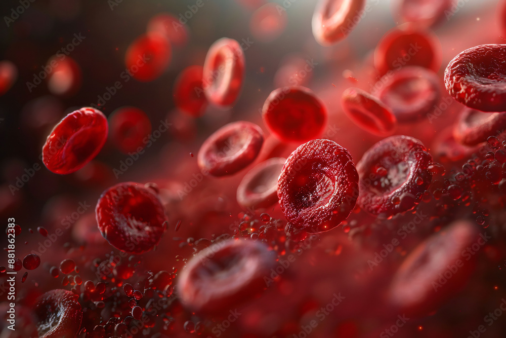 Fototapeta premium 3D Red Blood Cells Flowing Through a Vein