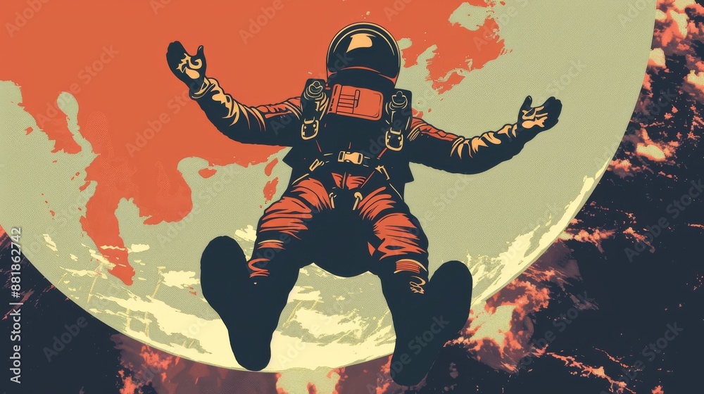 Astronaut Floating in Space with a Planet in the Background Astronaut Floating in Space with a Planet in the Background