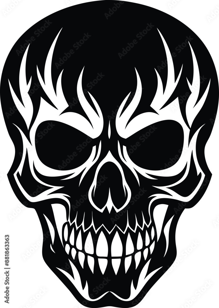 Skull Black and White Vector illustration, Skull Minimalist and Simple Silhouette Vector, Skull icon, tattoo, human, pirate Skull Black and White Vector illustration, Skull Minimalist and Simple Silhouette Vector, Skull icon, tattoo, human, pirate