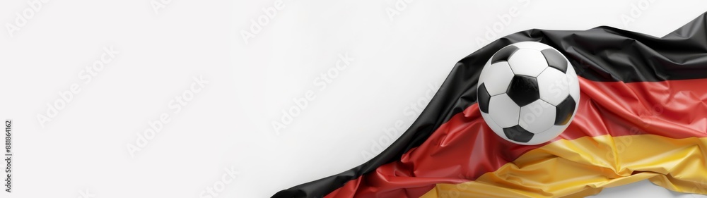 EM European Championship 2024 Sport concept background banner illustration - Soccer football and waving german flag, germany, isolated on white background banner.. EM European Championship 2024 Sport concept background banner illustration - Soccer football and waving german flag, germany, isolated on white background banner..