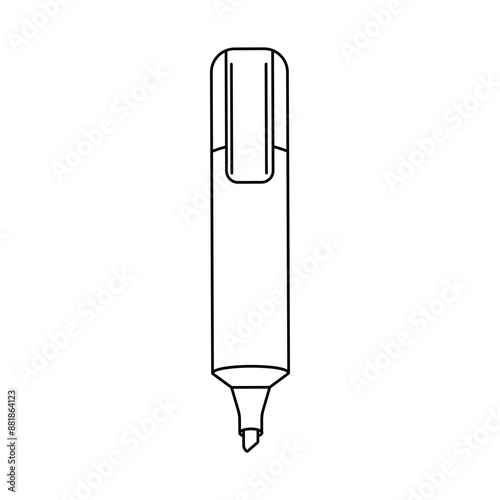 Outline marker pen icon. Linear felt marker silhouette. Highlighters for writing. Text marker office stationary