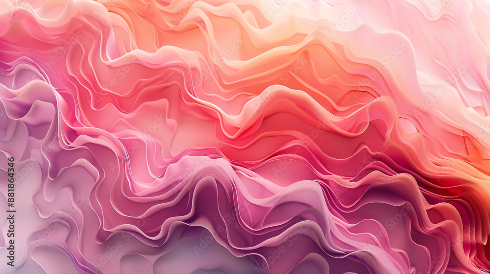 Fototapeta premium Dreamy pink gradient with flowing organic shapes, nostalgic background. 