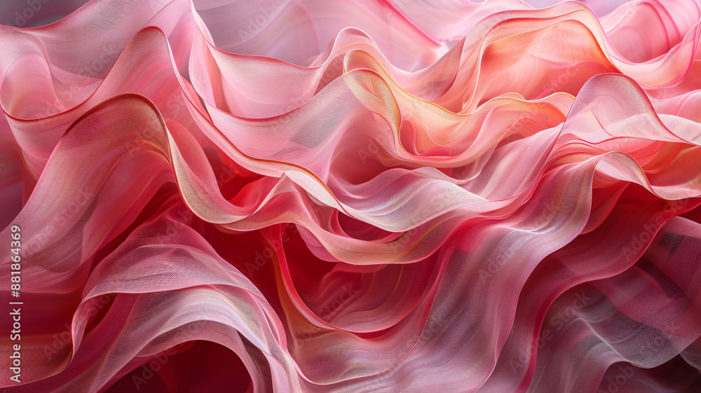 Obraz premium Dreamy pink gradient with flowing organic shapes, nostalgic background. 
