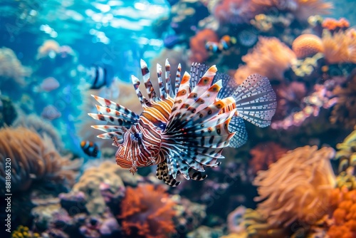 Lionfish Swimming in a Coral Reef