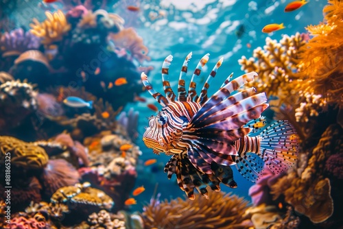 Lionfish Swimming Amidst Coral Reef