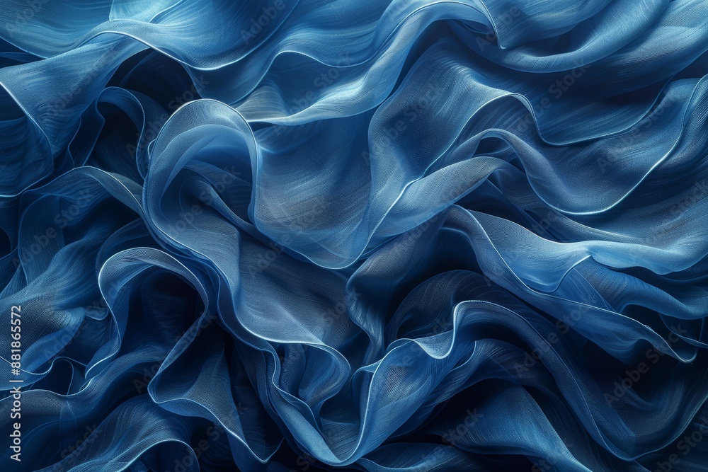Obraz premium Monochrome blue background. Lightweight textured fabric. Generative AI